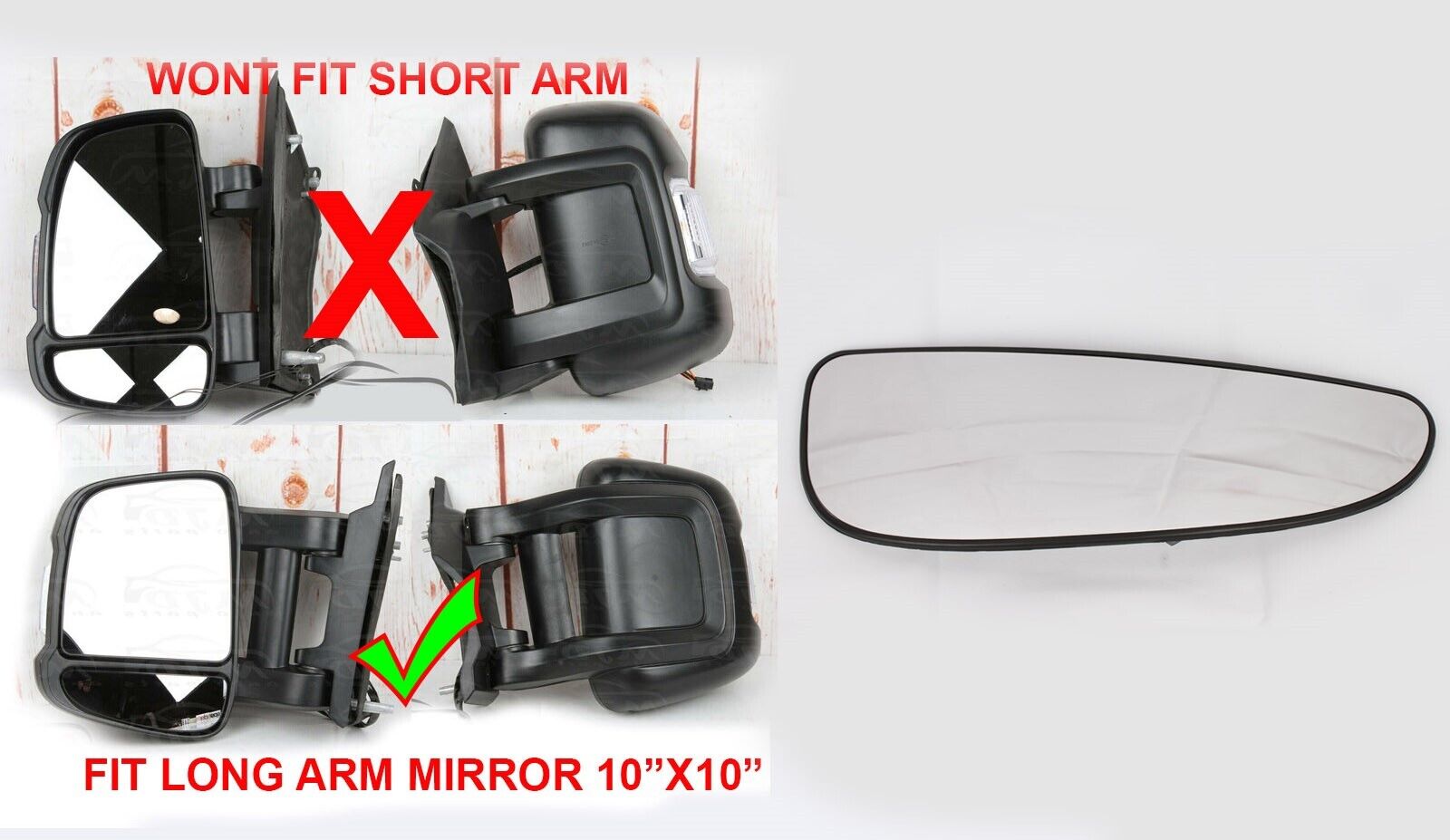 FOR RAM PROMASTER PASSENGER MIRROR GLASS HEATED EXTENDED LONG ARM BOTTOM LOWER