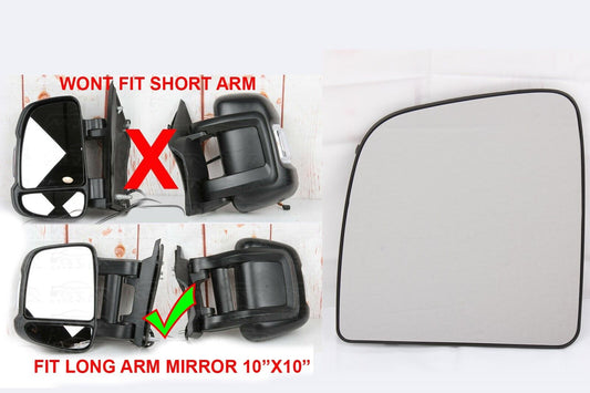 FOR RAM PROMASTER 2014- LEFT DRIVER MIRROR GLASS HEATED EXTENDED LONG ARM