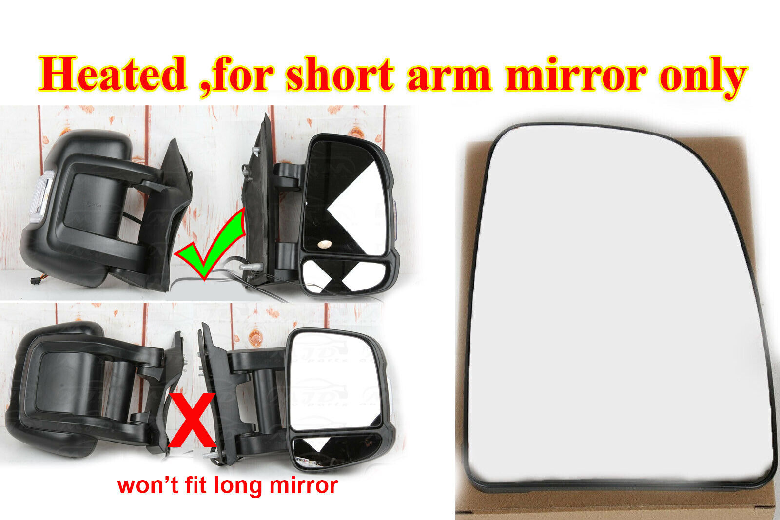 FOR RAM PROMASTER 2500 3500 2014- RIGHT PASSENGER SIDE DOOR MIRROR GLASS HEATED