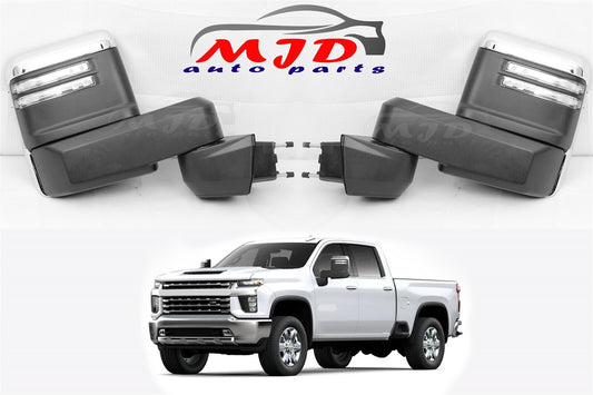 FOR CHEVY SILVERADO 2500 3500 2019-2024 PAIR TOWING MIRROR CHROME MANUAL FOLDING