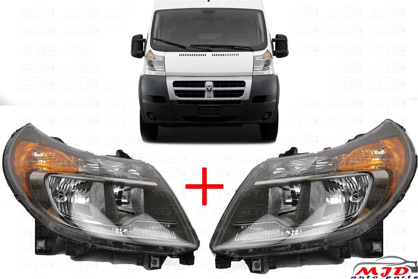 FOR RAM PROMASTER 2014-2022 DRIVER PASSENGER HEADLIGHT W/O DAYTIME RUNNING LIGHT