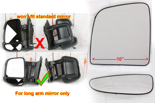 FOR RAM PROMASTER 2014- LEFT DRIVER MIRROR GLASS HEATED EXTENDED LONG ARM