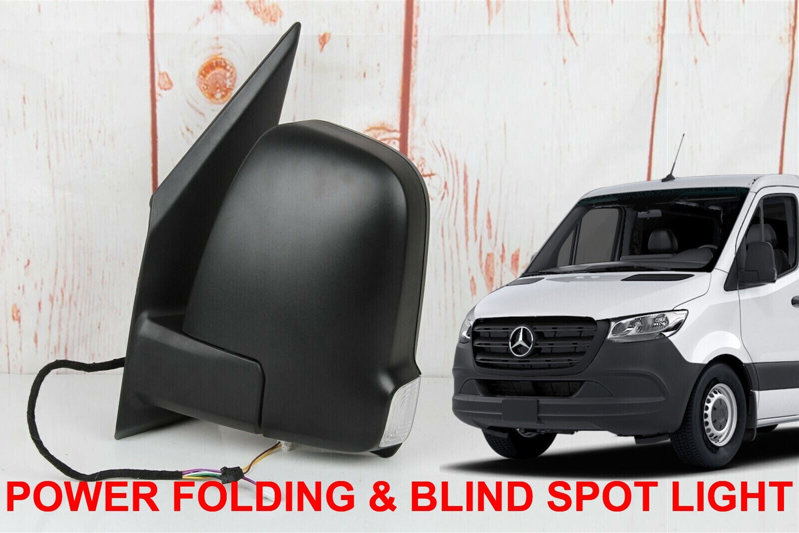 MERCEDES SPRINTER W907 2019-2024 LEFT DRIVER DOOR POWER FOLD MIRROR BLIND SPOT