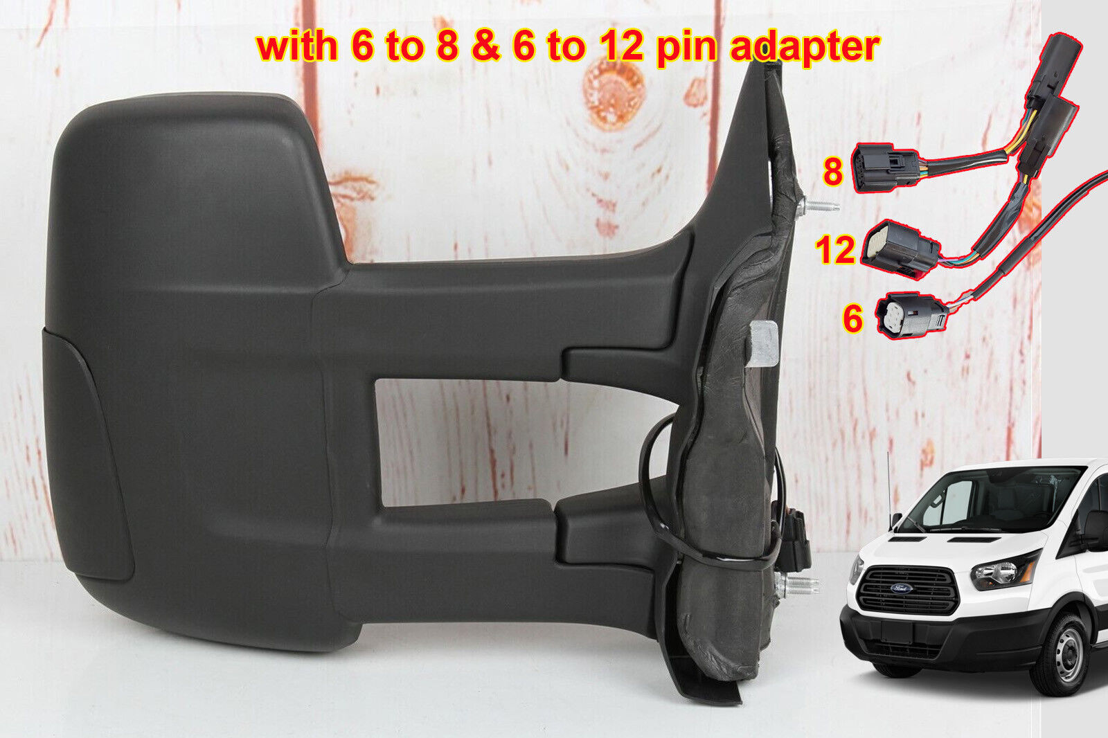 FOR FORD TRANSIT 2015-2022 PASSENGER RIGHT DOOR POWERED MIRROR EXTENDED LONG ARM