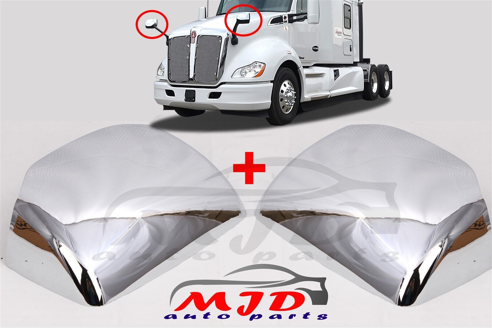 PETERBILT 579 587 KENWORTH T680 880 2010-2019 CHROME HOOD MIRROR CAPS COVERS L+R