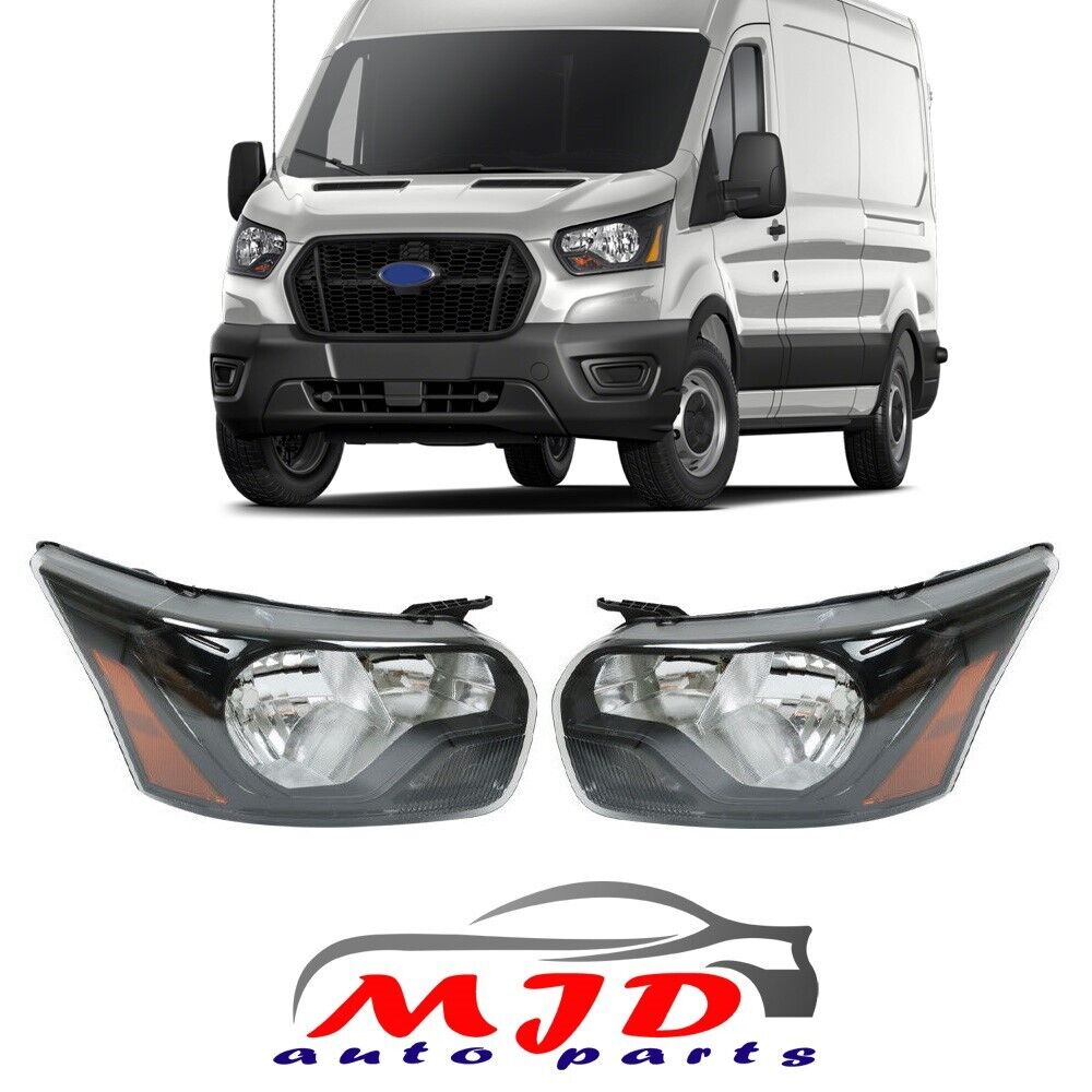 FOR FORD TRANSIT 2015-2022 DRIVER AND PASSENGER SIDE HEADLIGHT HALOGEN BLACK