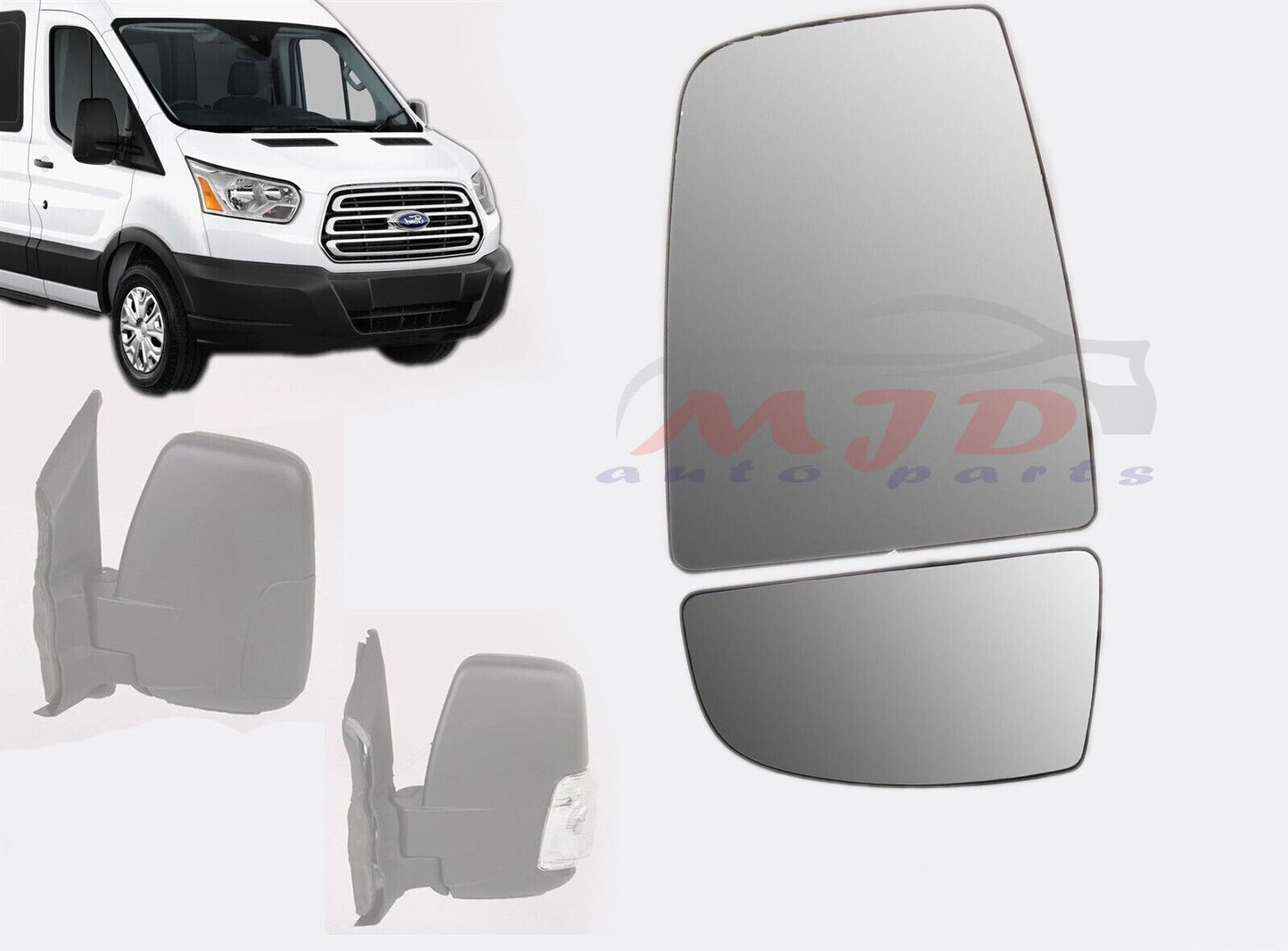 FOR FORD TRANSIT 2015-2022 LEFT DRIVER SIDE UPPER + LOWER MIRROR GLASS WIDE