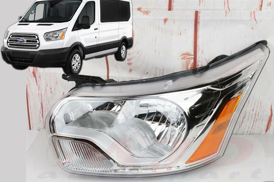 FOR FORD TRANSIT 2015-2022 LEFT DRIVER SIDE CHROME HEADLIGHT HALOGEN