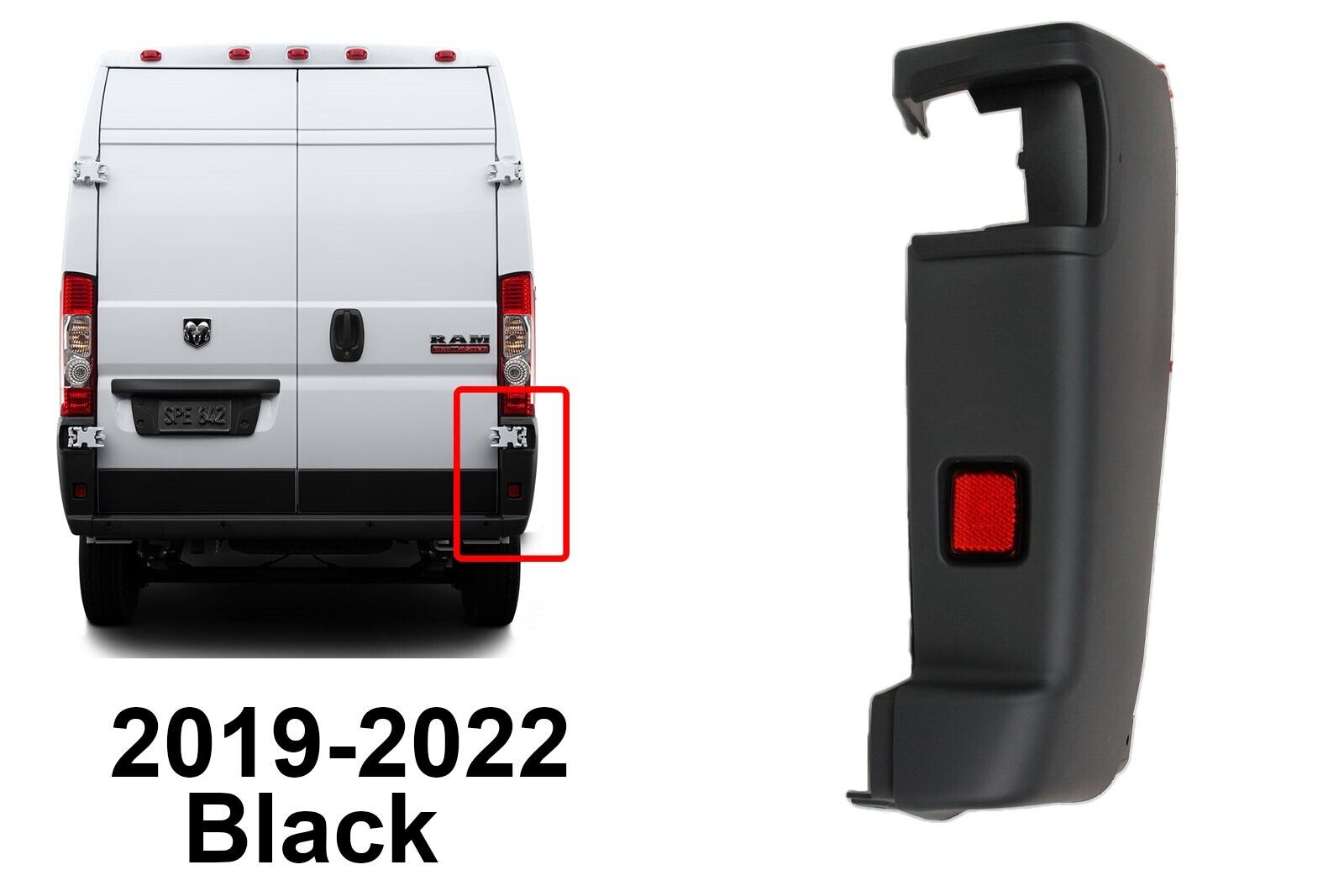 FOR DODGE RAM PROMASTER 2019-2022 PASSENGER RIGHT REAR BUMPER CORNER PANEL COVER