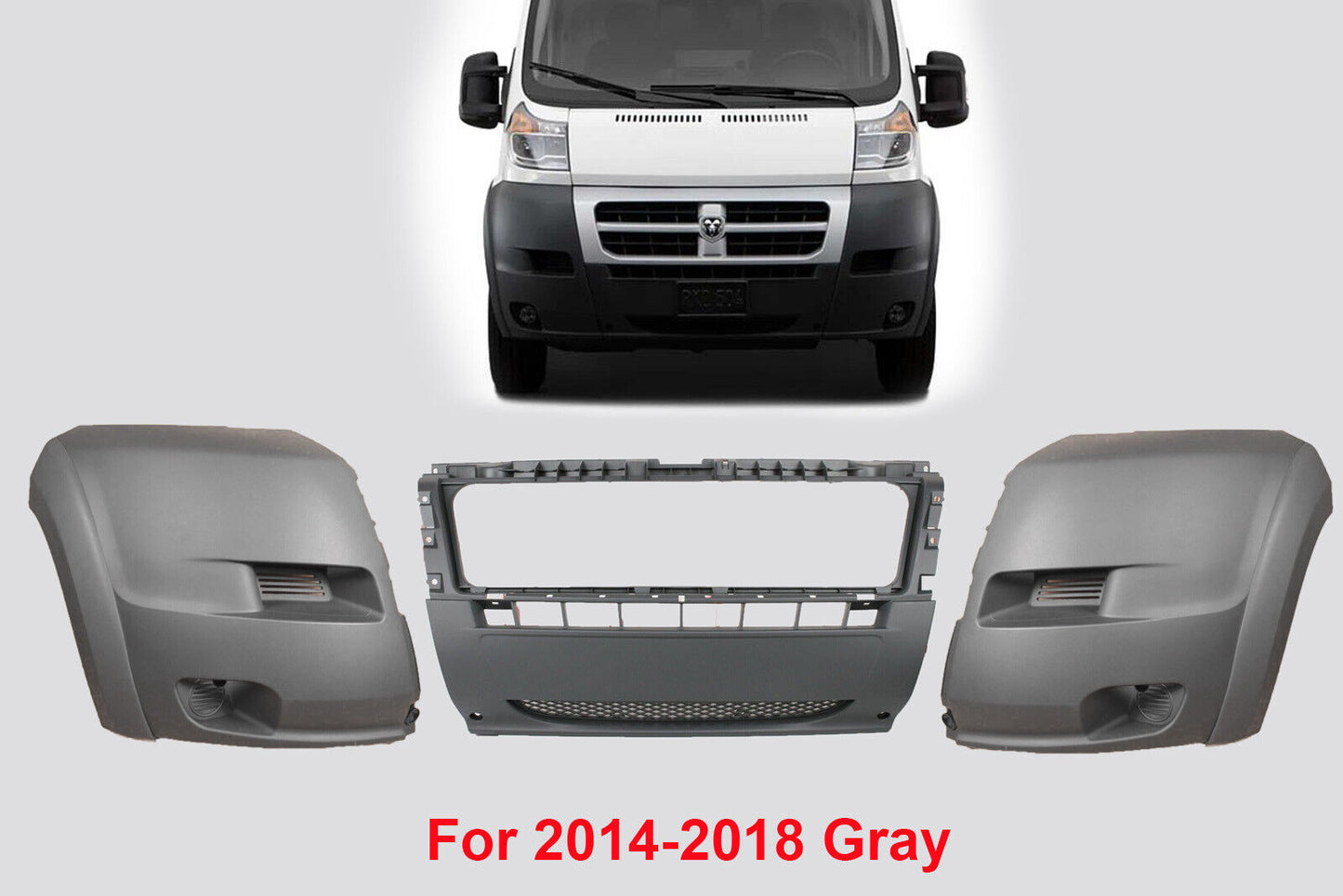 For Dodge Ram ProMaster 2500 3500 2014-2018 FRONT BUMPER CENTER + CORNER COVERS