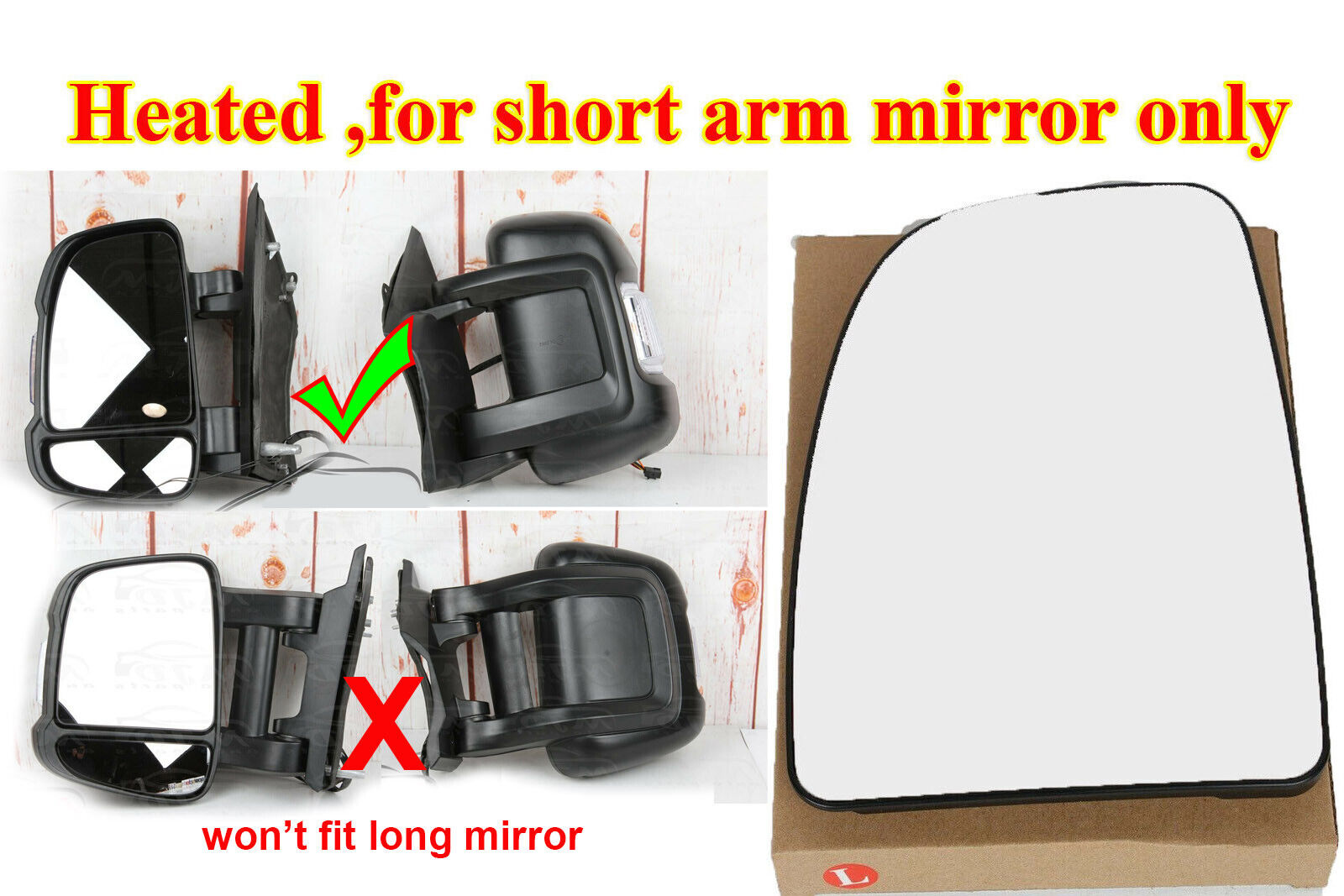 FOR RAM PROMASTER 2500 3500 2014- LEFT DRIVER SIDE DOOR MIRROR GLASS HEATED