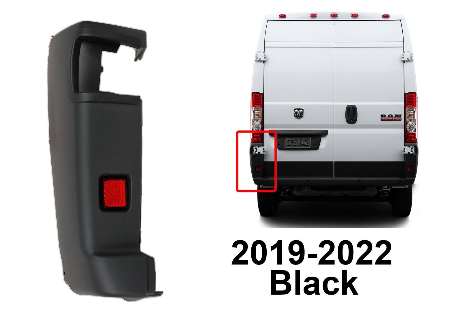 FOR DODGE RAM PROMASTER 2019-2022 DRIVER LEFT REAR BUMPER CORNER PANEL COVER