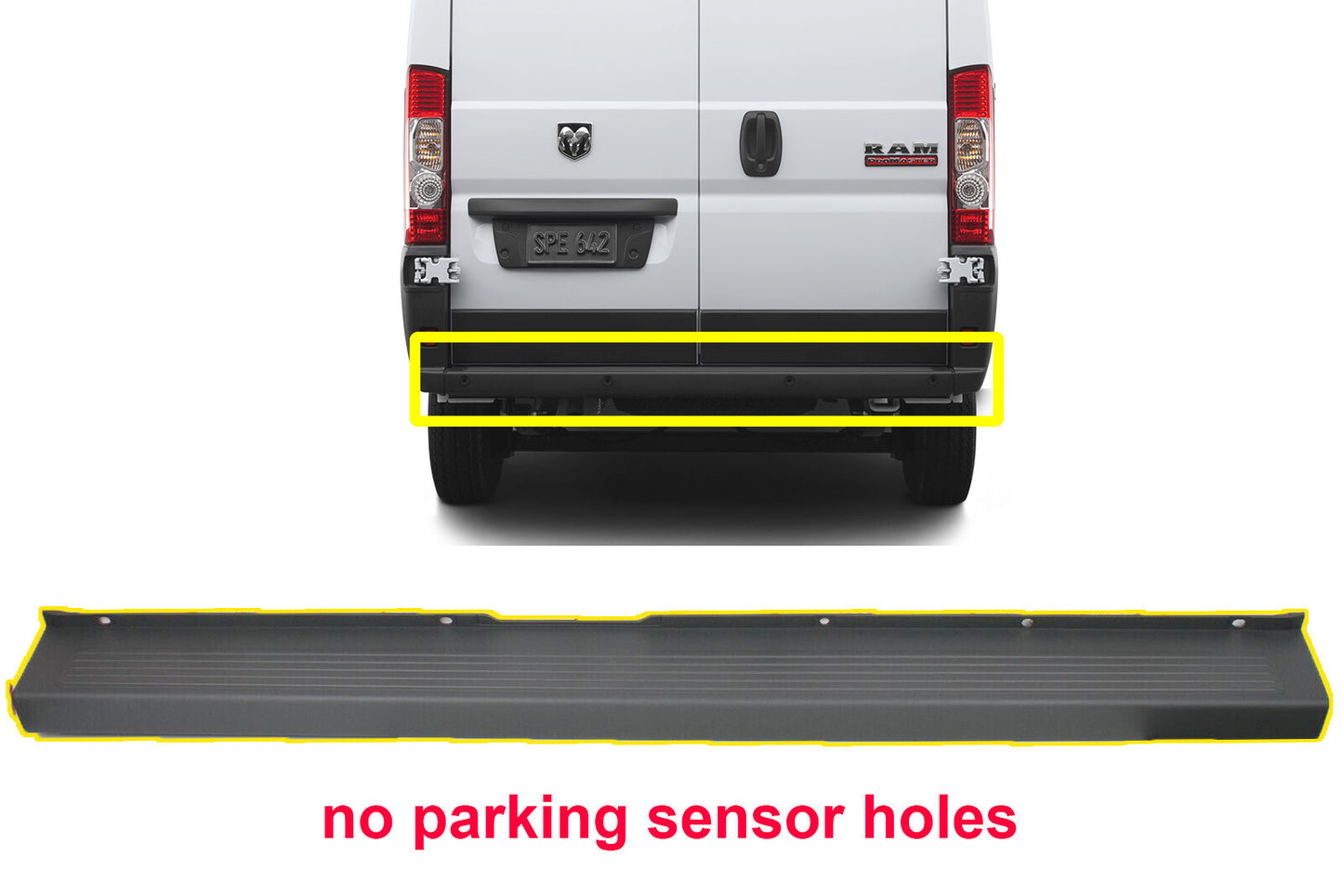 FOR RAM PROMASTER 2014-2018 GRAY REAR BUMPER STEP COVER PANEL NO SENSOR HOLES