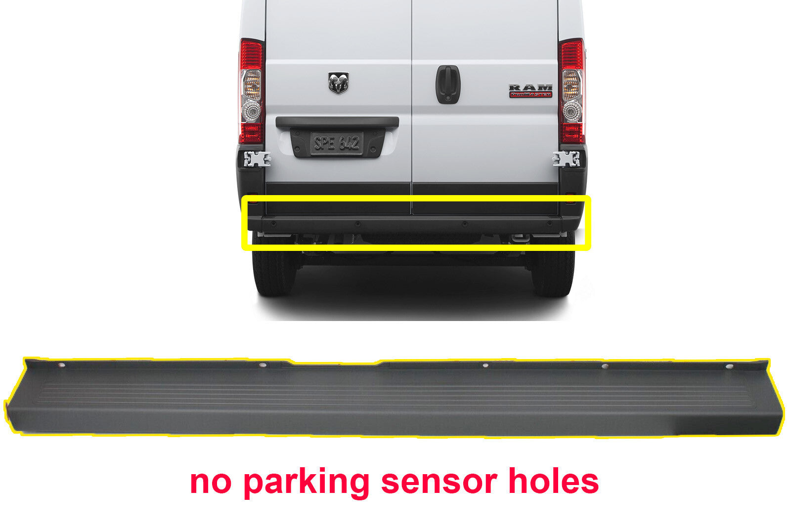 FOR RAM PROMASTER 2014-2018 GRAY REAR BUMPER STEP COVER PANEL NO SENSOR HOLES