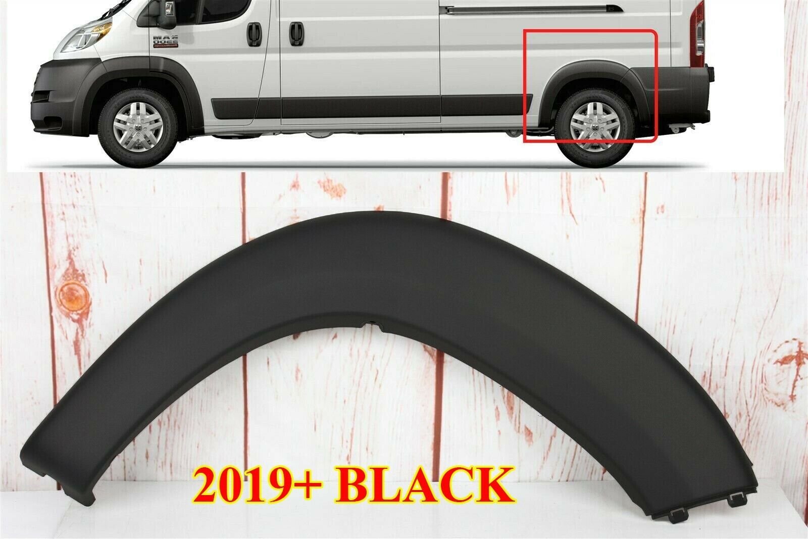 FIT RAM PROMASTER 2019-2022 DRIVER REAR MOLDING WHEEL TRIM FENDER FLARE BLACK LH