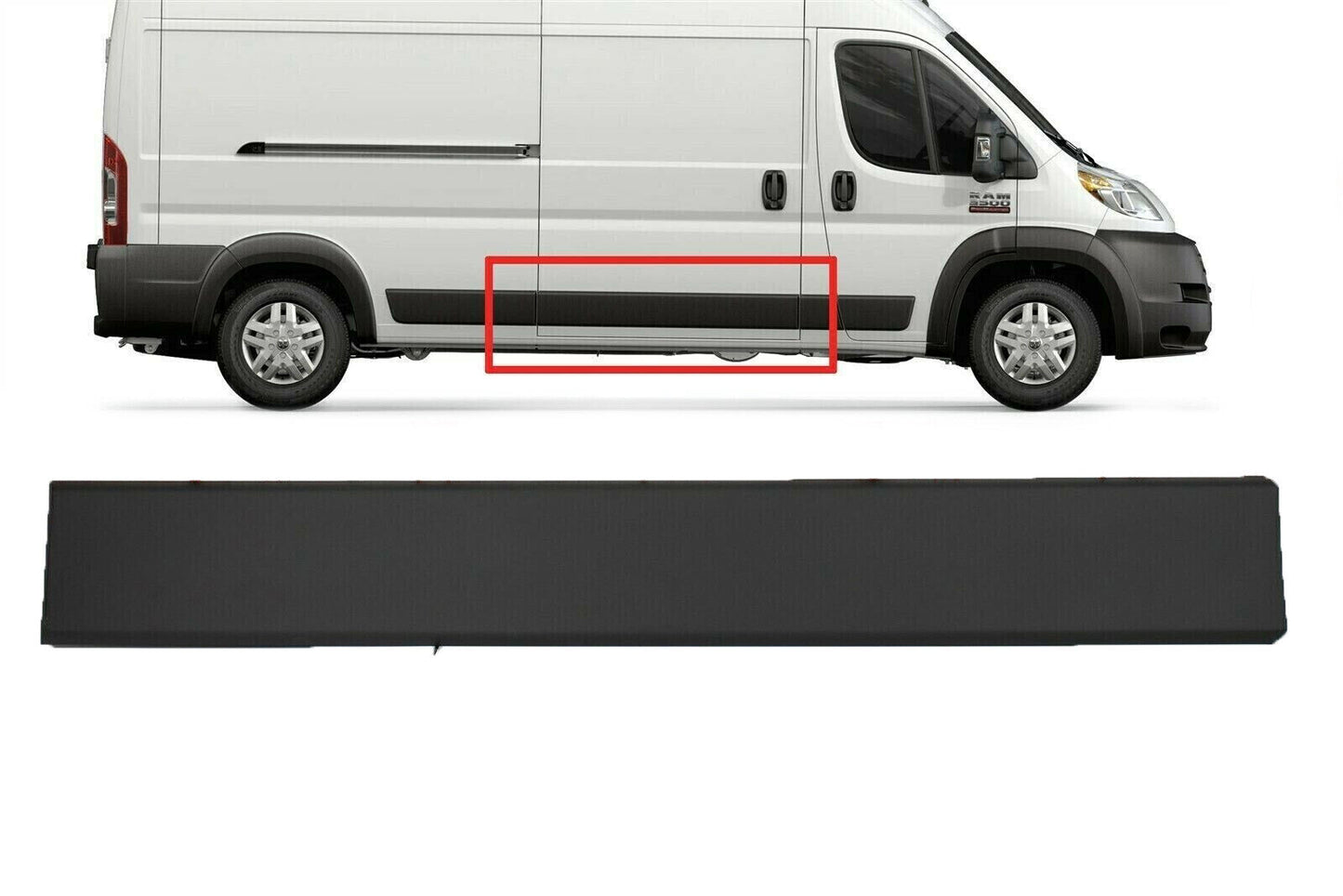 FIT DODGE RAM PROMASTER 2019-2024 SLIDING DOOR TRIM MOLDING COVER RIGHT W/CLIPS