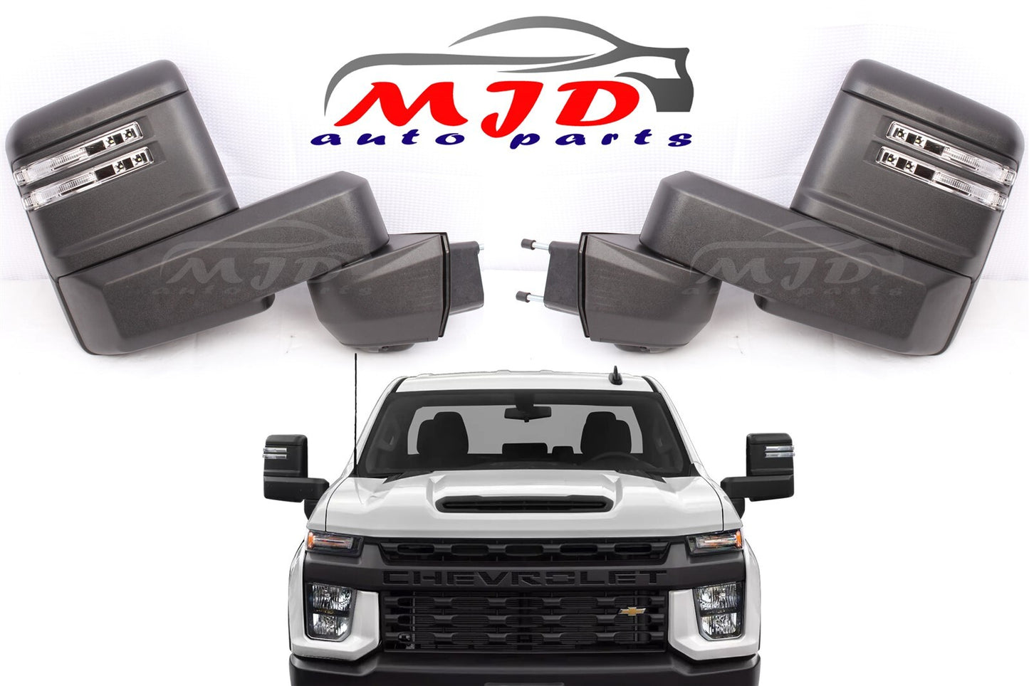 FOR CHEVY SILVERADO 2500 3500 2019-2024 PAIR TOWING MIRROR BLACK MANUAL FOLDING