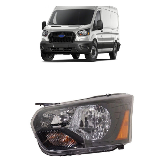 FOR FORD TRANSIT 2015-2022 LEFT DRIVER SIDE HEADLIGHT HALOGEN BLACK