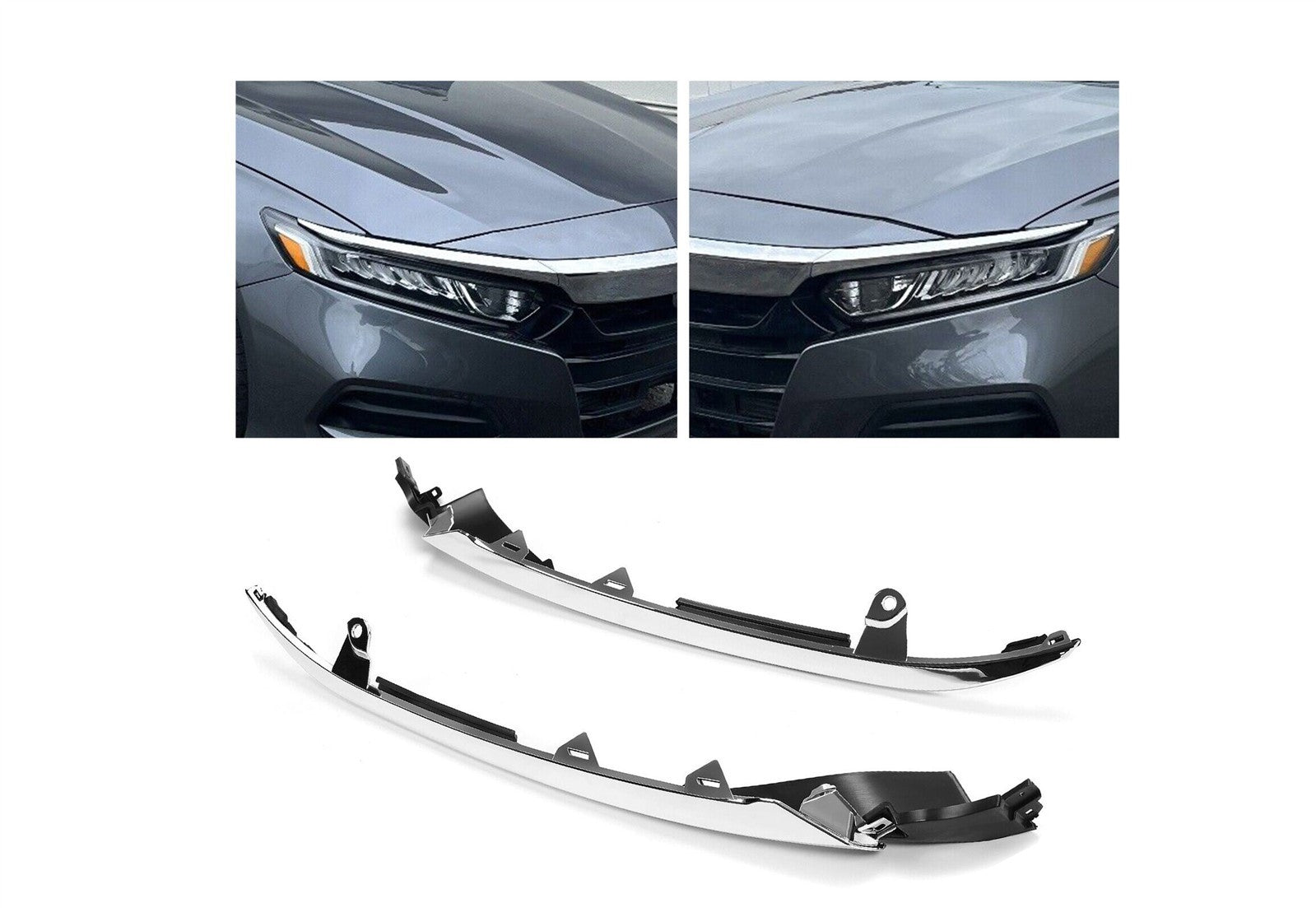 FOR HONDA ACCORD 2018-2021 FRONT BUMPER UPPER HEADLIGHT TRIM MOLDING CHROME