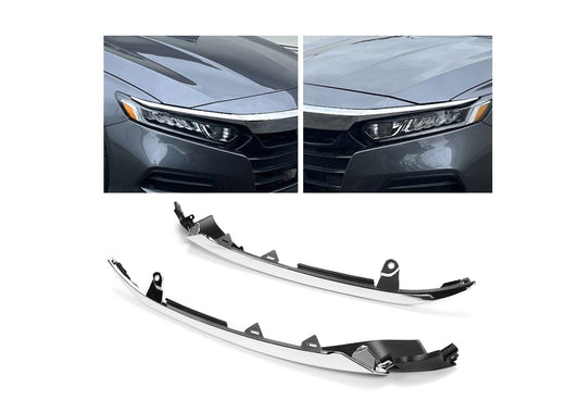FOR HONDA ACCORD 2018-2021 FRONT BUMPER UPPER HEADLIGHT TRIM MOLDING CHROME